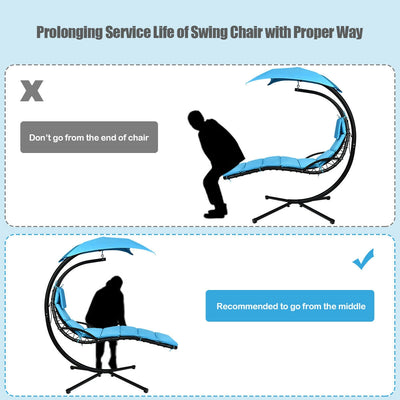 Hanging Stand Chaise Lounger Swing Chair with Pillow