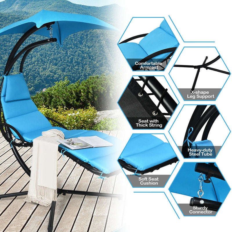 Hanging Stand Chaise Lounger Swing Chair with Pillow