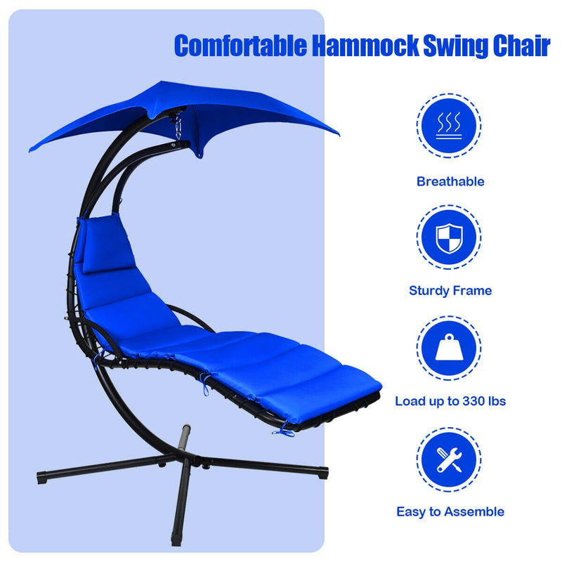 Hanging Stand Chaise Lounger Swing Chair with Pillow