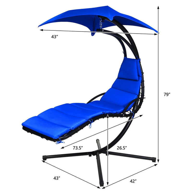 Hanging Stand Chaise Lounger Swing Chair with Pillow