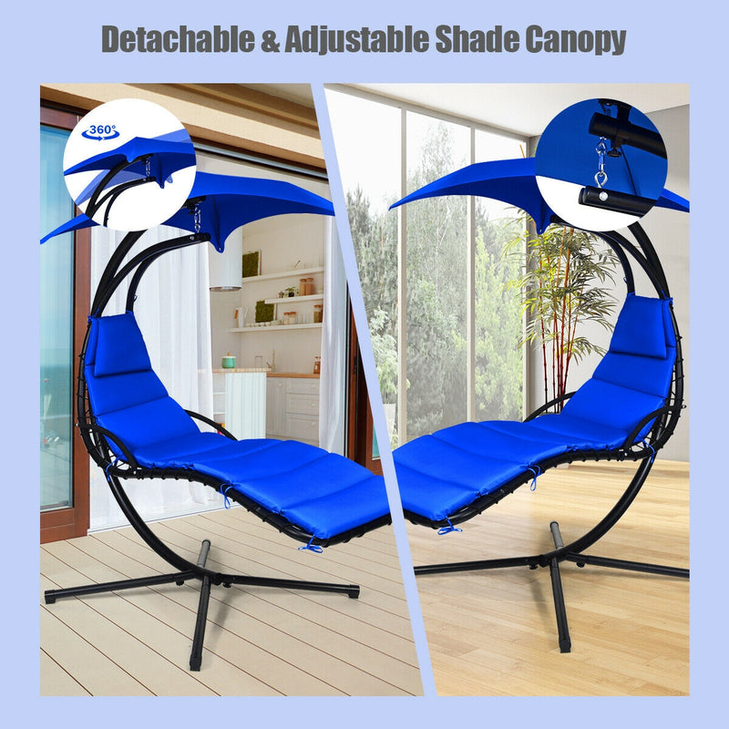 Hanging Stand Chaise Lounger Swing Chair with Pillow