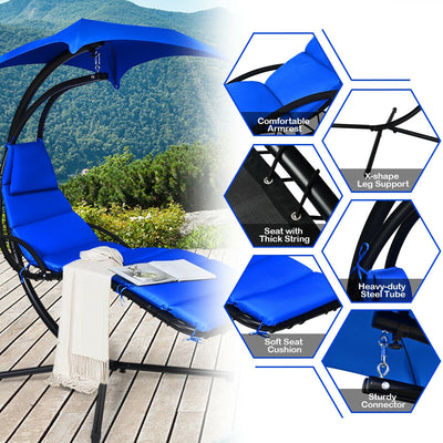 Hanging Stand Chaise Lounger Swing Chair with Pillow