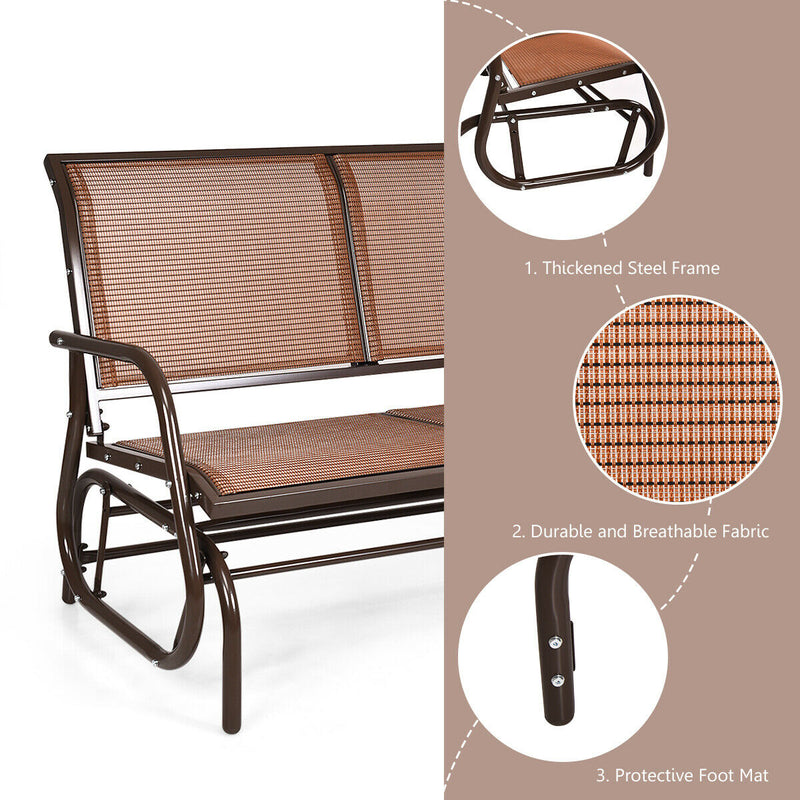 Swing Glider Chair 48 Inch Loveseat Rocker Lounge Backyard