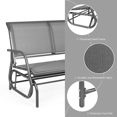 Swing Glider Chair 48 Inch Loveseat Rocker Lounge Backyard