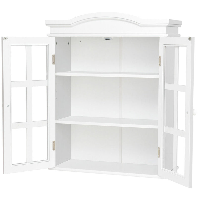 Wall-Mount Bathroom Double Doors Shelved Storage Cabinet