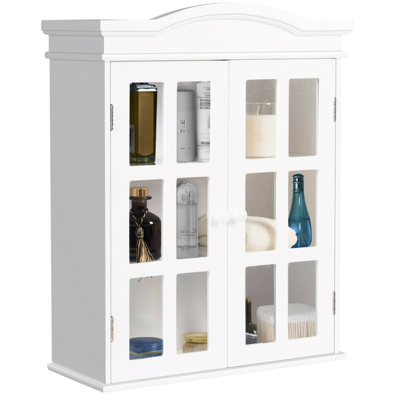 Wall-Mount Bathroom Double Doors Shelved Storage Cabinet