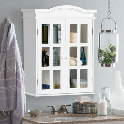 Wall-Mount Bathroom Double Doors Shelved Storage Cabinet