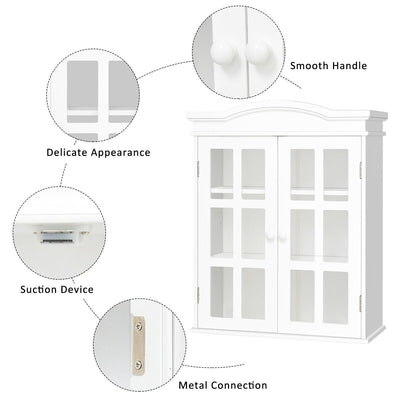 Wall-Mount Bathroom Double Doors Shelved Storage Cabinet