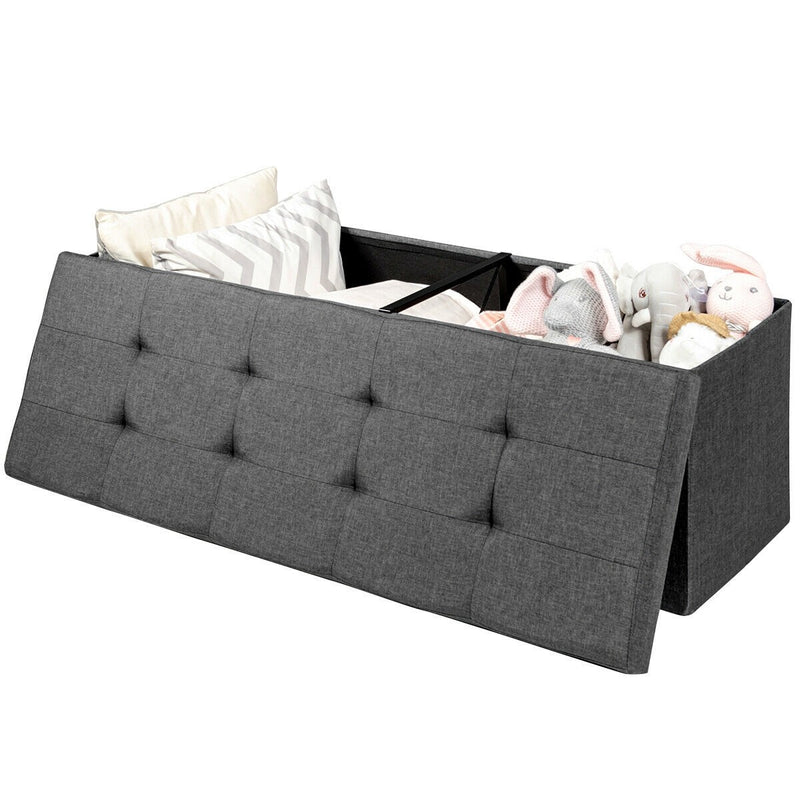 Folding Storage Chest with Smart lift Divider Bed End Ottoman Bench