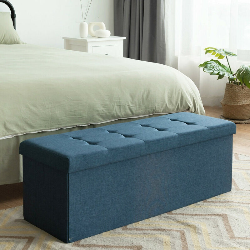 Folding Storage Chest with Smart lift Divider Bed End Ottoman Bench