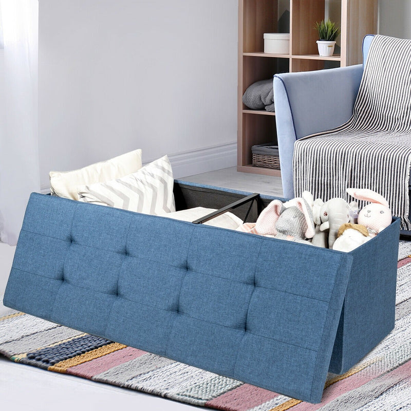 Folding Storage Chest with Smart lift Divider Bed End Ottoman Bench