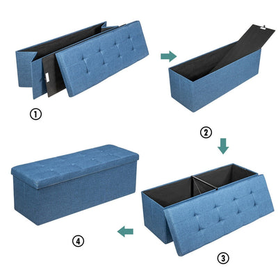 Folding Storage Chest with Smart lift Divider Bed End Ottoman Bench