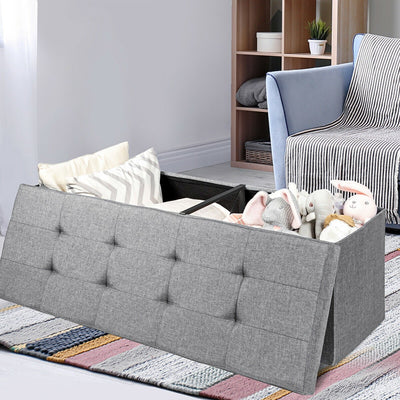 Folding Storage Chest with Smart lift Divider Bed End Ottoman Bench