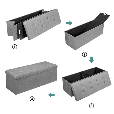 Folding Storage Chest with Smart lift Divider Bed End Ottoman Bench