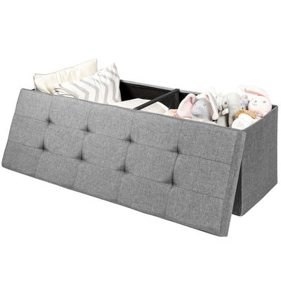 Folding Storage Chest with Smart lift Divider Bed End Ottoman Bench