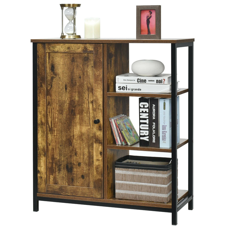 Multipurpose Freestanding Storage Cabinet with 3 Open Shelves and Doors