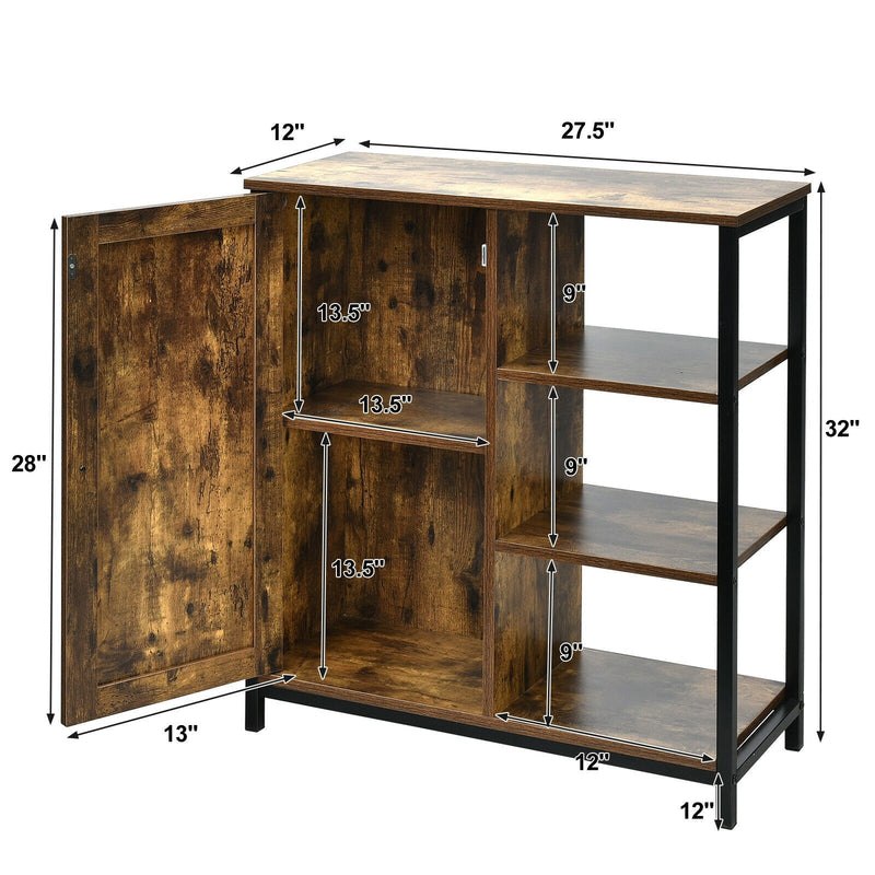 Multipurpose Freestanding Storage Cabinet with 3 Open Shelves and Doors