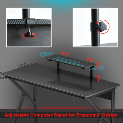 PC Table Workstation with Cup Holder and Headphone Hook