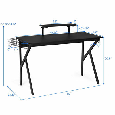 PC Table Workstation with Cup Holder and Headphone Hook