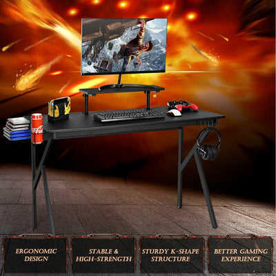 PC Table Workstation with Cup Holder and Headphone Hook