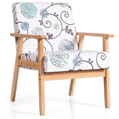 Accent Fabric Armchair with Rubber Wood Leg