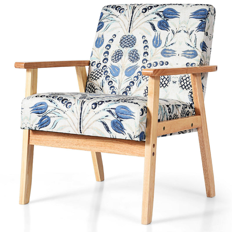 Accent Fabric Armchair with Rubber Wood Leg