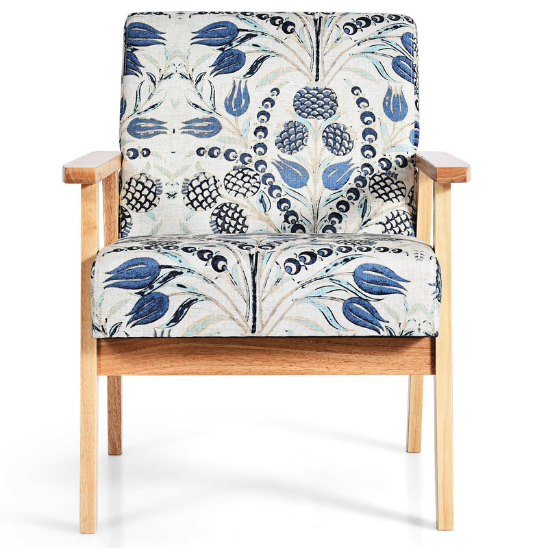 Accent Fabric Armchair with Rubber Wood Leg