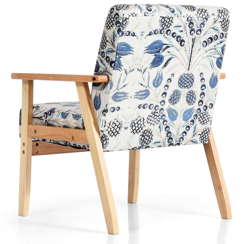 Accent Fabric Armchair with Rubber Wood Leg