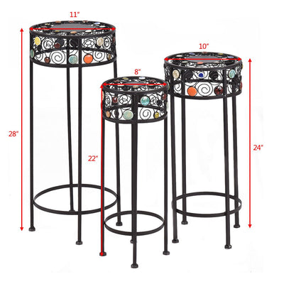 3 Pcs Round Display Ceramic Beads Metal Plant Stand