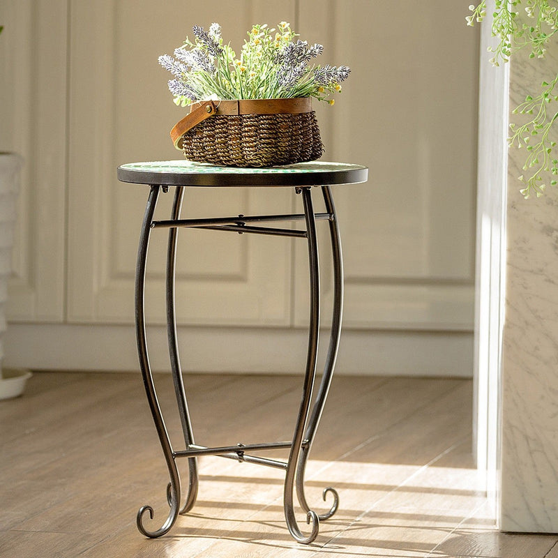 Outdoor Indoor Steel Accent Plant Stand Cobalt Table