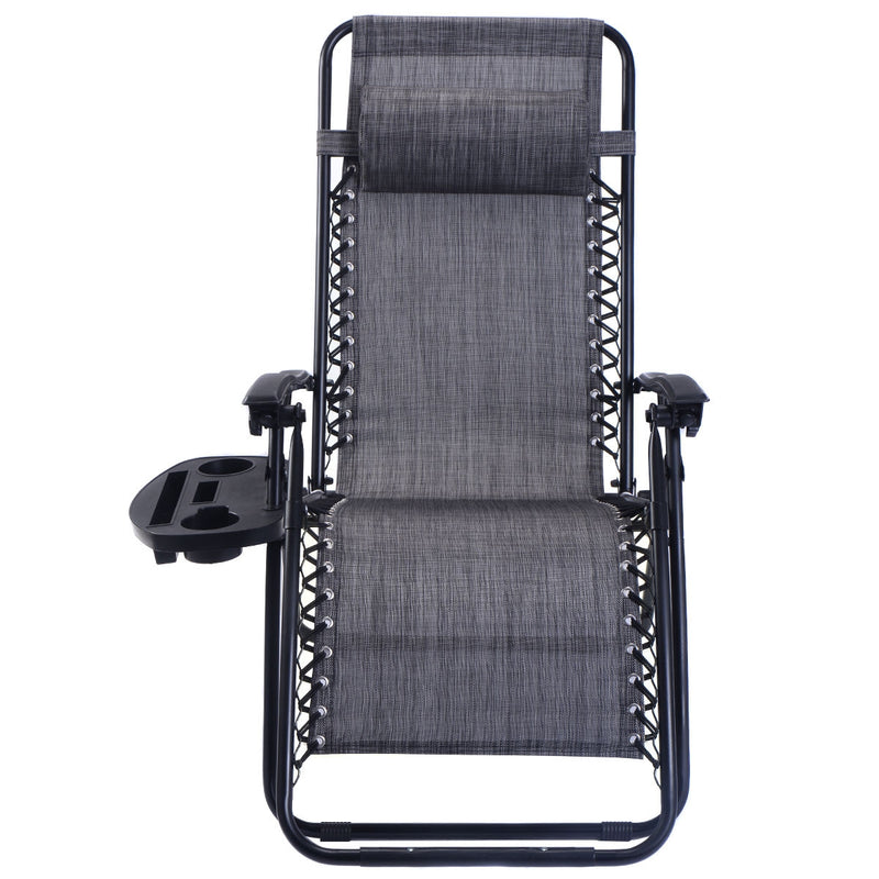 2 Pcs Folding Lounge Chair with Zero Gravity