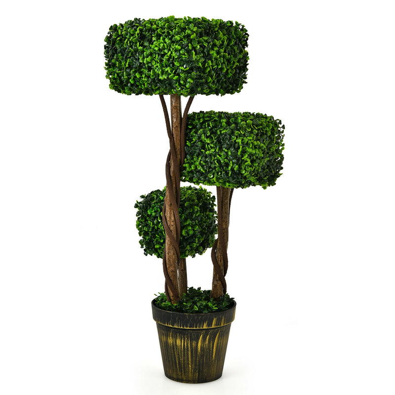 36 Inch Artificial Boxwood Topiary UV Protected Indoor Outdoor Tree