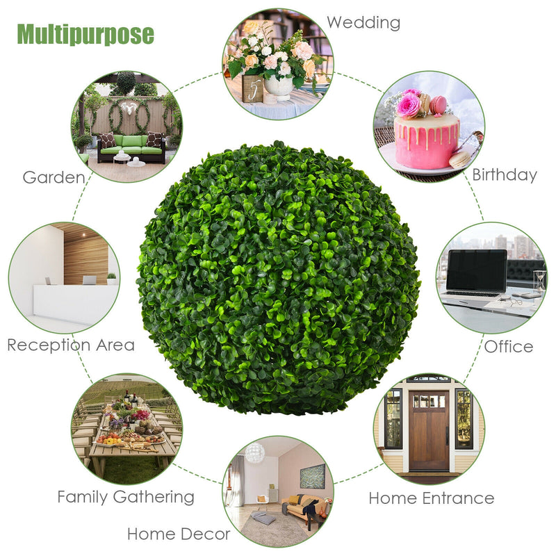 2 Pieces 15.7 Inch Artificial Boxwood Topiary Ball Tree Set