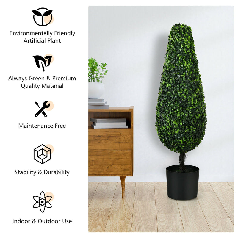 2 Pack 3 Feet Artificial Tower UV Resistant Indoor Outdoor Topiary Tree