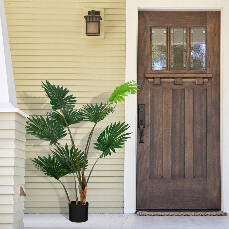 4 Feet Artificial Fan Palm Tree with Cement Pot