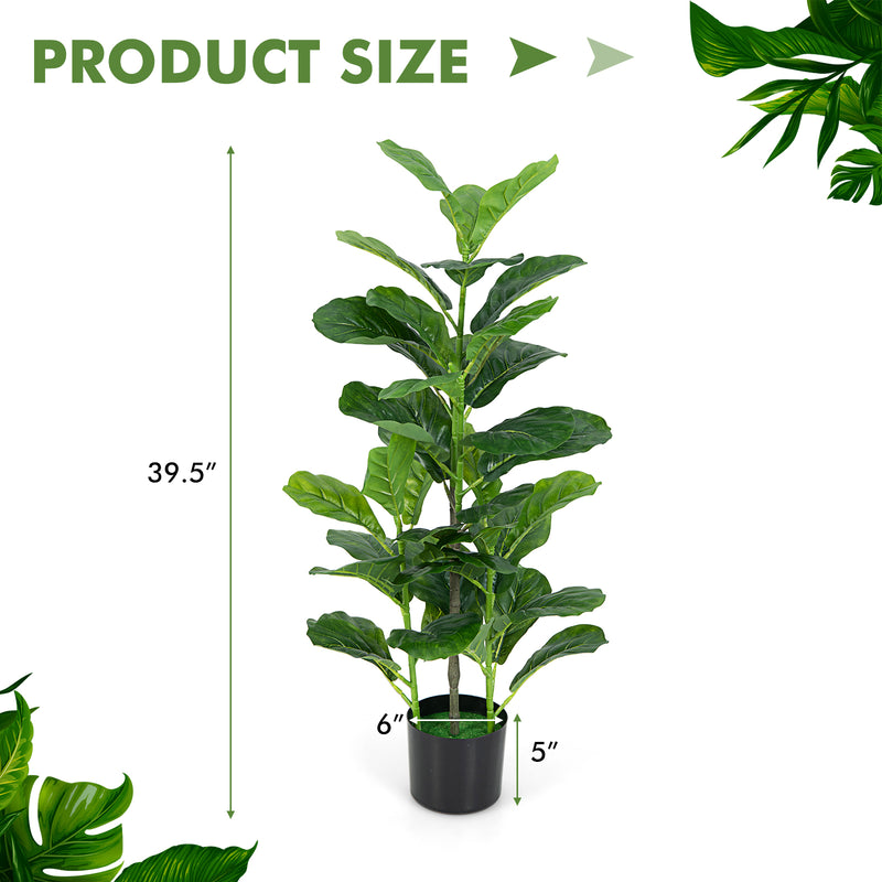 2-Pack Artificial Fiddle Leaf Fig Tree for Indoor and Outdoor