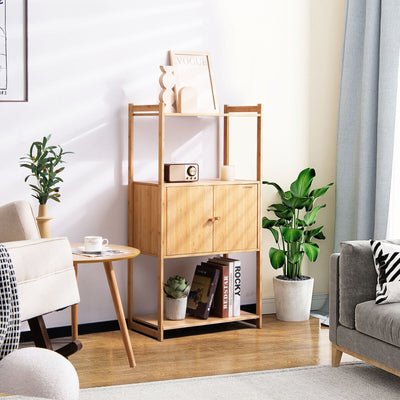 Bathroom Bamboo Storage Cabinet with 3 Shelves