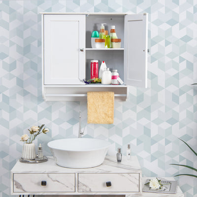 Wall Mounted Bathroom Storage Medicine Cabinet with Towel Bar