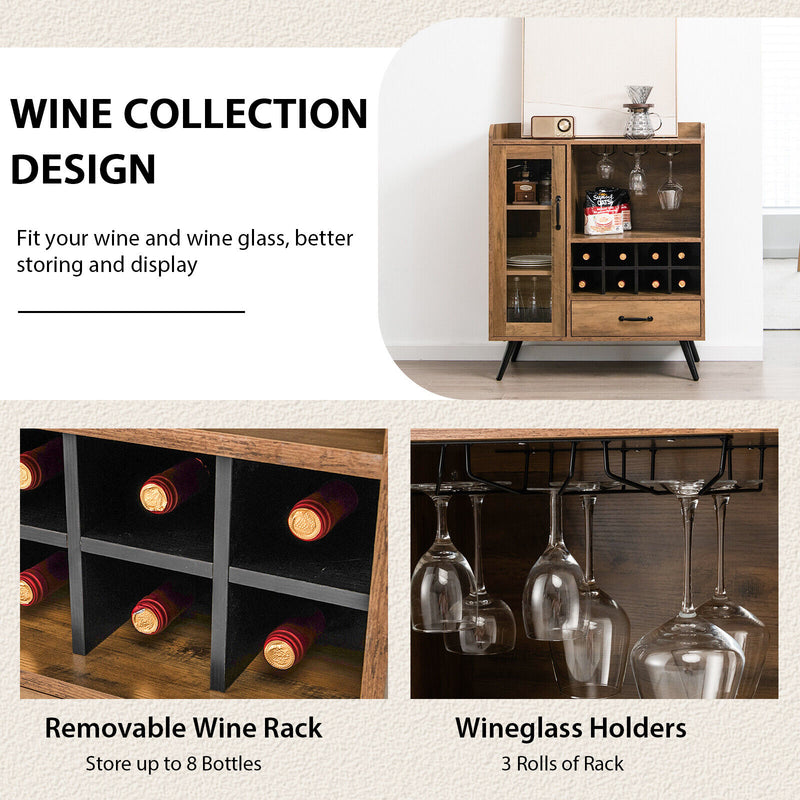 Buffet Sideboard with Removable Wine Rack and Glass Holder