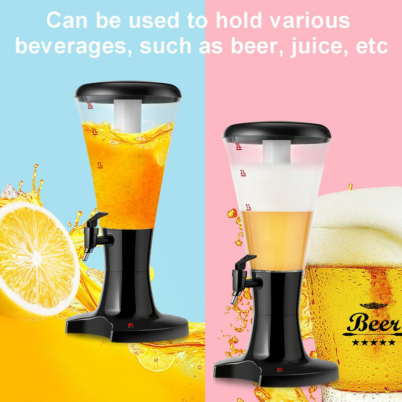 3L Draft Beer Tower Dispenser with LED Lights