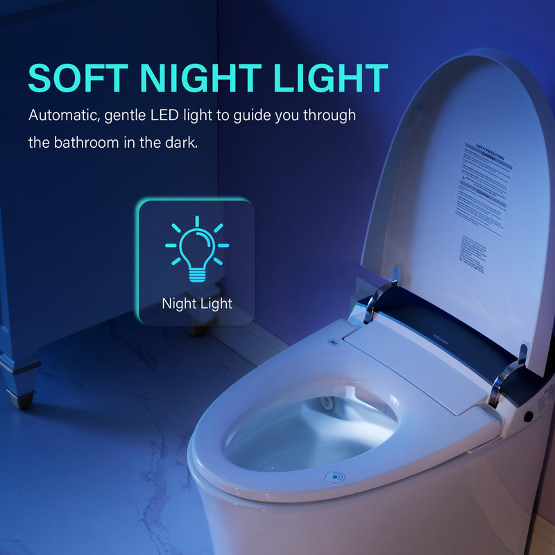 Elongated Smart Bidet Toilet in White with Built-in Tank, Foot Sensor Function, Auto Flush,LED Display