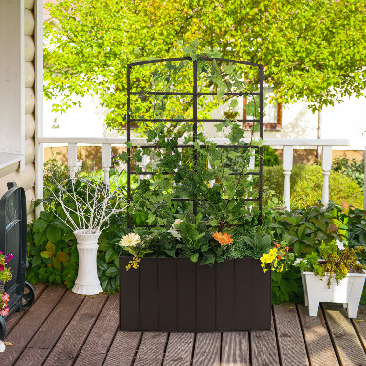 44 Inch Metal Raised Garden Bed with Trellis for Garden