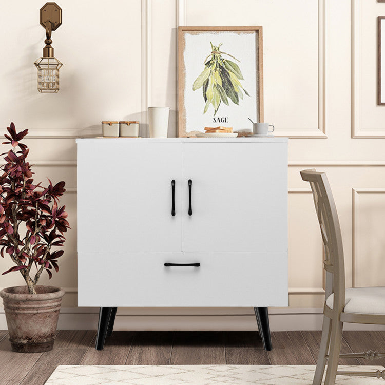 Modern Floor Storage Cabinet with 2 Doors and 1 Pull-out Drawer