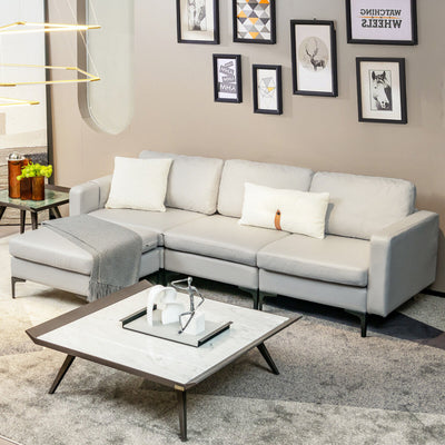 Modular L-shaped Sectional Sofa with Reversible Chaise--Light Gray