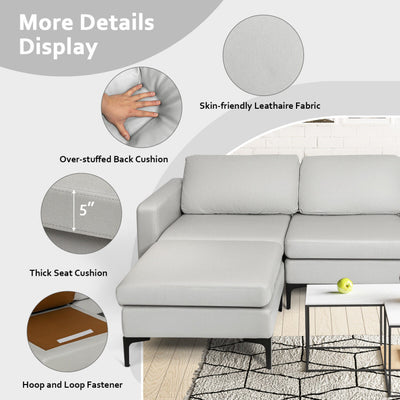 Modular L-shaped Sectional Sofa with Reversible Chaise--Light Gray