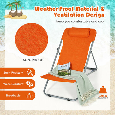 Portable Beach Chair Set of 2 with Headrest