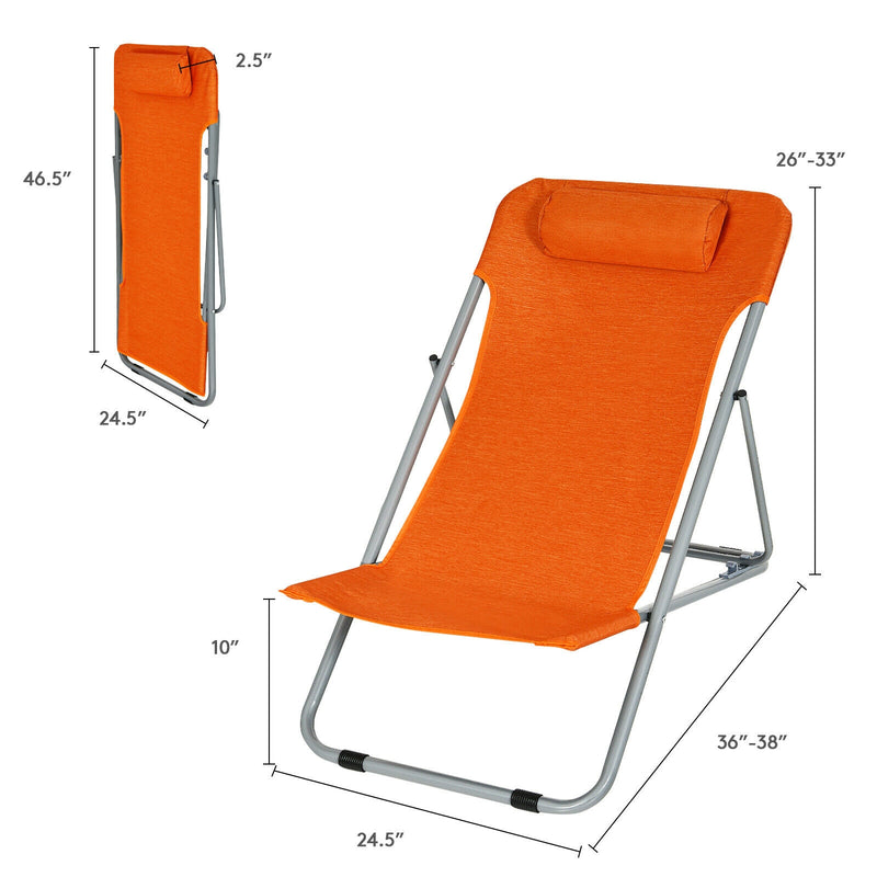 Portable Beach Chair Set of 2 with Headrest