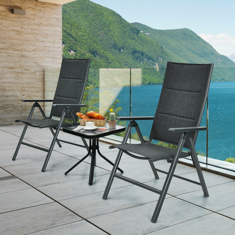 2 Pieces Patio Folding Dining Chairs with Aluminum Padded Adjustable Back