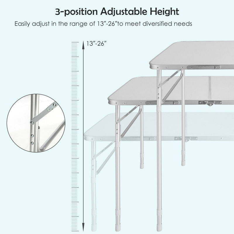 Set of 2 Folding Picnic Utility Table with Carrying Handle