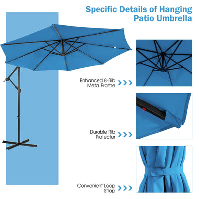 10 Feet Patio Cantilever Umbrella with Tilting System